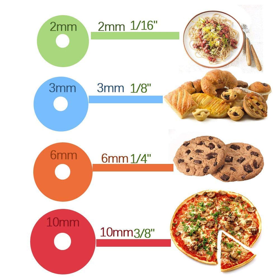 PUBAMALL Rollo de cocina, rodillo ajustable con escala y 4 aros removibles para tacos, galletas, raviolis y pizza con repostería antiadherente (Plata)