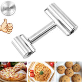 Rodillo de acero inoxidable para repostería y pizza, doble masa, para hornear pizza, utensilios de cocina de metal, mejor para fondant, masa de pastel, galletas.