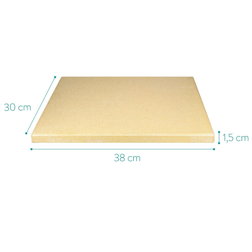 Navaris piedra para pizza de cordierita - Piedra de horno para pizza pan pasteles de 38x30x1.5CM - Plato rectangular para grill en beige tamaño XL