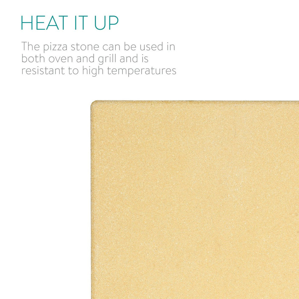 Navaris piedra para pizza de cordierita - Piedra de horno para pizza pan pasteles de 38x30x1.5CM - Plato rectangular para grill en beige tamaño XL