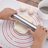 PUBAMALL Rollo de cocina, rodillo ajustable con escala y 4 aros removibles para tacos, galletas, raviolis y pizza con repostería antiadherente (Plata)