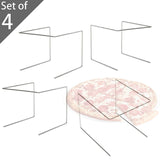 MyGift - Bandeja de pizza de metal plateada con expositor de mesa, juego de 4
