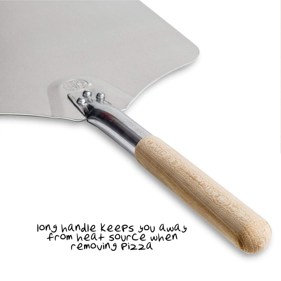 Kitchen Supply Pala de aluminio con mango de madera para pizza, Plateado, 1