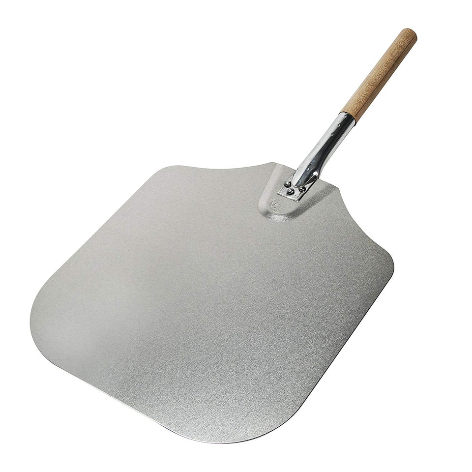 Kitchen Supply Pala de aluminio con mango de madera para pizza, Plateado, 1