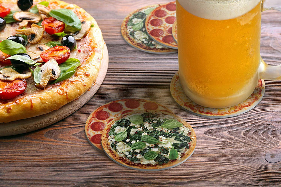 Fred 5228954 - Posavasos de pizza para bebidas, varios colores
