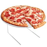 MyGift - Bandeja de pizza de metal plateada con expositor de mesa, juego de 4