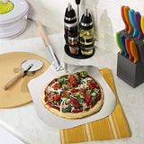 Kitchen Supply Pala de aluminio con mango de madera para pizza, Plateado, 1