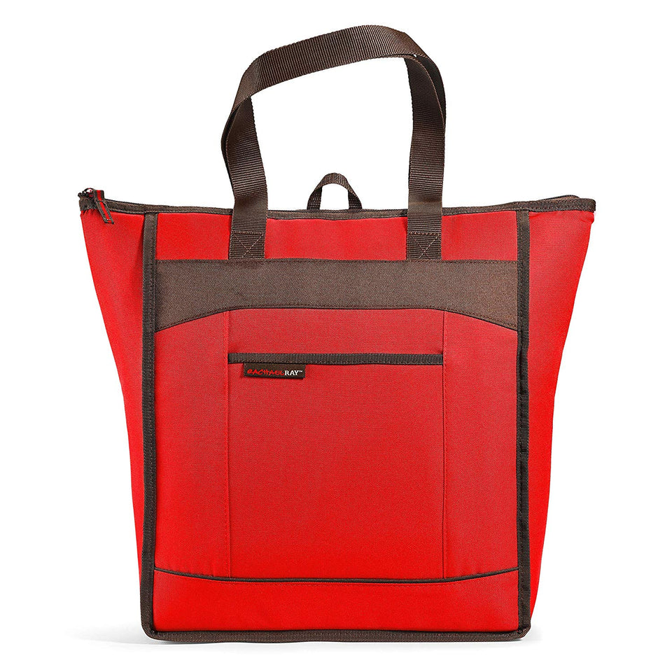 Rachael Ray Chillout Bolsa aislante, bolsa enfriadora para compras de alimentos, transporte de alimentos fríos y calientes, portones traseros, camping, playa, reutilizable, Rojo, Una talla, 1