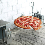 MyGift - Bandeja de pizza de metal plateada con expositor de mesa, juego de 4
